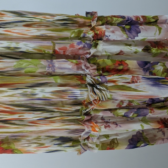 Valleygirl Dress Size 8 Cream Floral Maxi Shirring Hi-Low Hem Lined Sleeveless - Picture 9 of 12